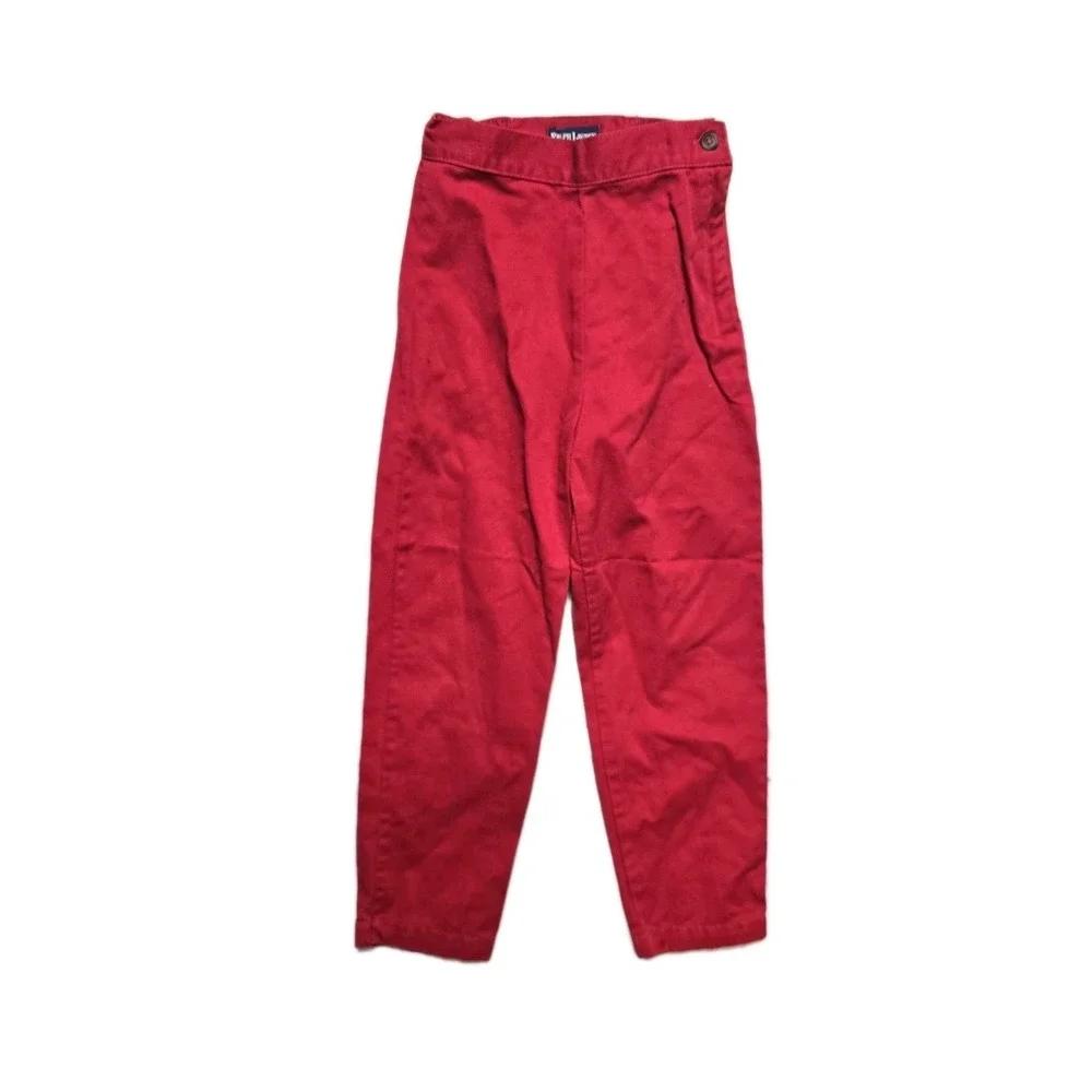 Vintage Ralph Lauren‎ Girls Pants Shirt Hi-rise Red 6-7 Button Mom Lot Of 2